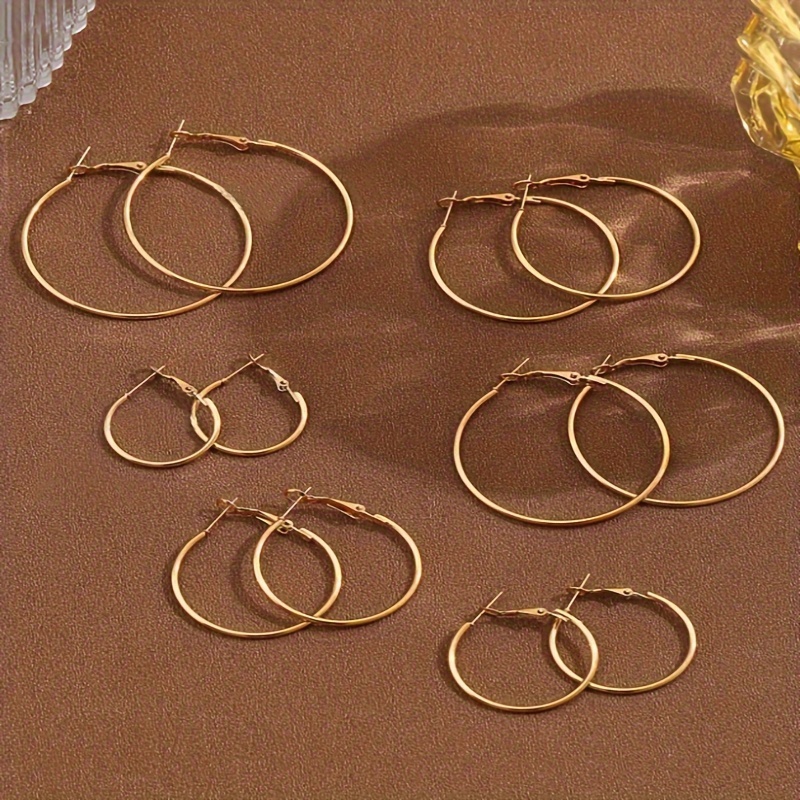 12pcs Metal Round Women's Earring Set